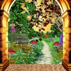 Cute Mushrooms Photography Scenery Backdrop Arches or Pillars Theme Banner YMY-516