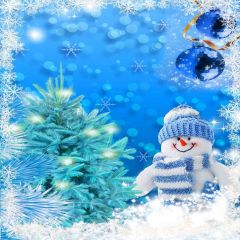 Scarf Snowman Photography Scenery Backdrop Christmas Theme Banner YMY-591