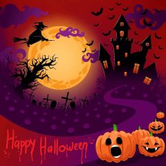 Halloween Night Photography Scenery Backdrop Halloween Theme Banner YMY-636