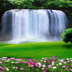 Amazing Waterfall Photography Scenery Backdrop Flowers Theme Banner YMY-641