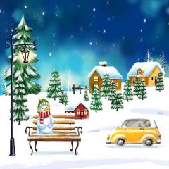 Lonely  Snowman Photography Scenery Backdrop Christmas Theme Banner YMY-655