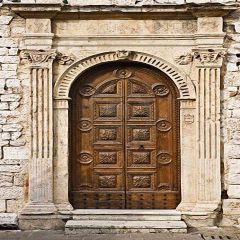 Old Wooden Door Photography Scenery Backdrop Door Theme Banner ZLZ-107