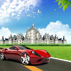 Nice Ride Outside Of Castle Photography Scenery Backdrop Luxury Theme Banner AKA-035