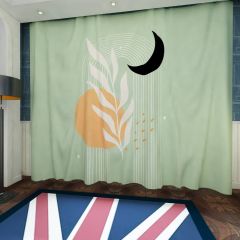 Abstract Sage Green Window Curtains CUR-0006