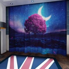 Lone Tree Crescent Moon Window Curtains CUR-0067