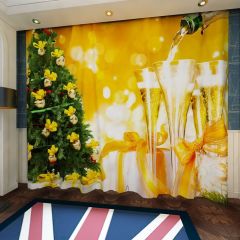 Bottle Wine Mistletoe Window Curtains CUR-0163