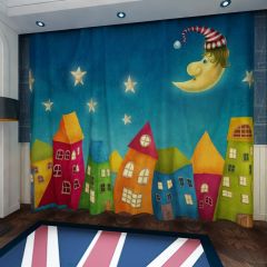 New Moon Building Night Window Curtains CUR-0208