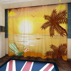 Sea Sun Chair Seaside Window Curtains CUR-0283