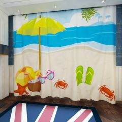 Sea Sand Plant Crab Seaside Window Curtains CUR-0284