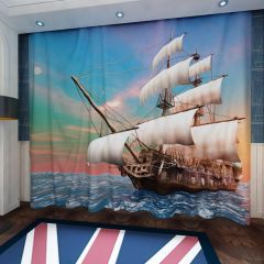 Evening Boat Sea Window Curtains CUR-0301