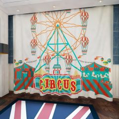 Whirligig Ferris Wheel Amusement Park House Window Curtains CUR-0357
