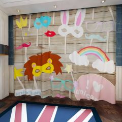 Unicorn Mask Rabbit Lion Glass Mouth Window Curtains CUR-0359