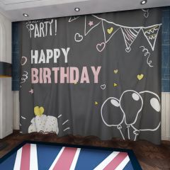 Happy Birthday Party Balloon Ice Cream Window Curtains CUR-0360