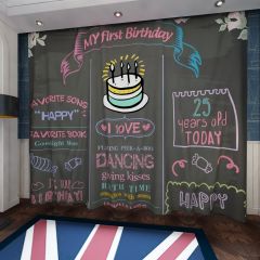 Birthday Song Flower Candy Window Curtains CUR-0361
