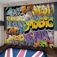 Graffiti Text Love Music Window Curtains CUR-0363