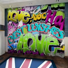 Graffiti Text Love Music Best Wishes Window Curtains CUR-0367