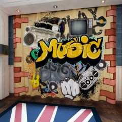Graffiti Music Video Boxing Brick Wall Window Curtains CUR-0405