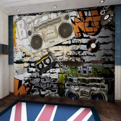 Graffiti Video Brick Wall Window Curtains CUR-0408