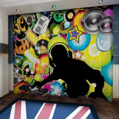 Graffiti Bubble Star Microphone Letter Window Curtains CUR-0410