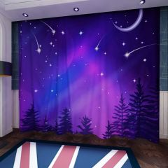 Night Moon Star Tree Window Curtains CUR-0415
