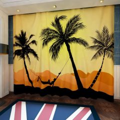 Sunset Tree Bird Mountain Window Curtains CUR-0416