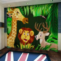 Deer Lion Tree Grass Window Curtains CUR-0418