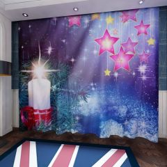 Star Candle Grass Light Window Curtains CUR-0421