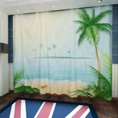 Sea Plant Sun Bird Window Curtains CUR-0424