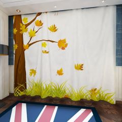 Tree Grass Fallen Leaves Window Curtains CUR-0431
