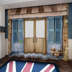 Door Brick Flower Window Vat Window Curtains CUR-0433