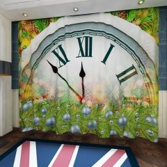 Clock Plant Ball Window Curtains CUR-0448
