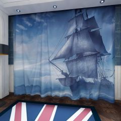 Sea Boat Darkness Window Curtains CUR-0519