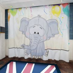 Birthday Flag Balloon Animal Window Curtains CUR-0563