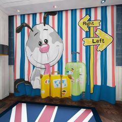 Birthday Cartoon Animal Luggage Window Curtains CUR-0567