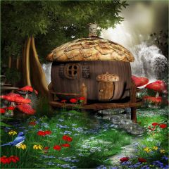 Lovely Cottage Photography Scenery Backdrop Fantasy Theme Banner EHY-128