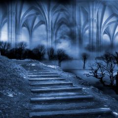 Mysterious Step Photography Scenery Backdrop Night Theme Banner EHY-155