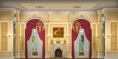 Curtain Window Ceiling Lamp Painting Fireplace Stage Performance Background Dance Show Backdrop SRB-0841