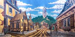 House Cloud Tree Castle Stage Performance Background Dance Show Backdrop SRB-0843