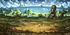 River Grass Statue Stone Stage Performance Background Dance Show Backdrop SRB-0854