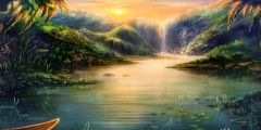 River Grass Sun Fountain Stage Performance Background Dance Show Backdrop SRB-0855