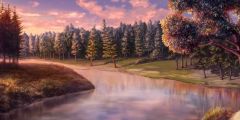 Tree Sea Grass Sunset Stage Performance Background Dance Show Backdrop SRB-0857
