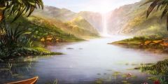 River Mountain Tree Grass Stage Performance Background Dance Show Backdrop SRB-0858