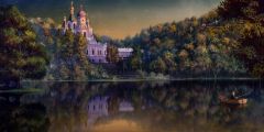 Castle Tree River Boat Stage Performance Background Dance Show Backdrop SRB-0861