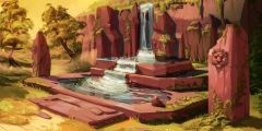 Tree Stone Grass Fountain Stage Performance Background Dance Show Backdrop SRB-0869