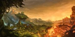 Tree Sunset Fire Green Plant Stage Performance Background Dance Show Backdrop SRB-0872