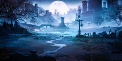 Moon Tree River Stage Performance Background Dance Show Backdrop SRB-0896