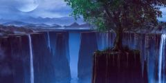Moon Tree Mountain Stage Performance Background Dance Show Backdrop SRB-1002