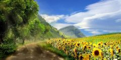 Tree Sunflower Sky Cloud Stage Performance Background Dance Show Backdrop SRB-1004