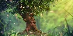 Tree Flower Grass Light Stage Performance Background Dance Show Backdrop SRB-1008