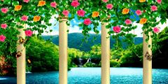 Pillar Flower Sea Mountain Stage Performance Background Dance Show Backdrop SRB-1012